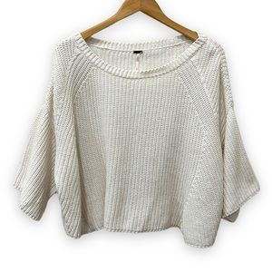 Free People Rayanne Shaker Sweater Cream Chunky Knit Boxy Oversized Small